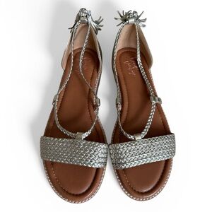 Crown Vintage Metallic Braided Strappy Sandals Boho Festival Shoes Gold Size 7